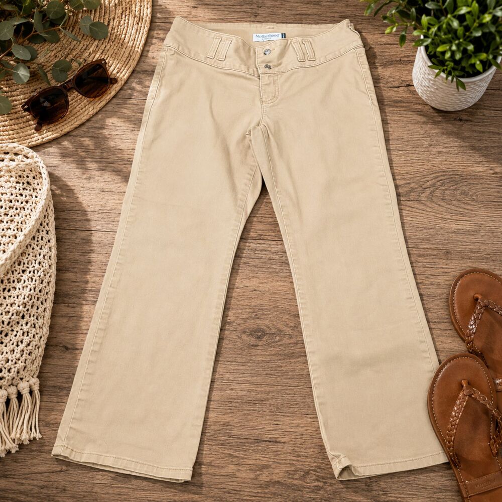 Jordache Women's 9/10, 32x24 Beige Cotton Stretch Low-Rise Straight Preppy (481)